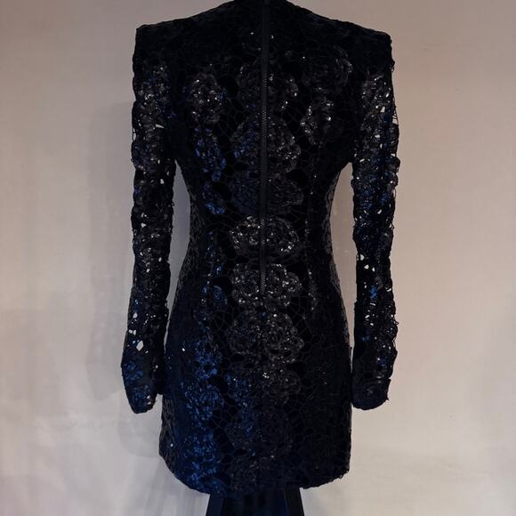 NWT Zhivago Black Sequin Lace Mini Dress - Picture 6 of 14